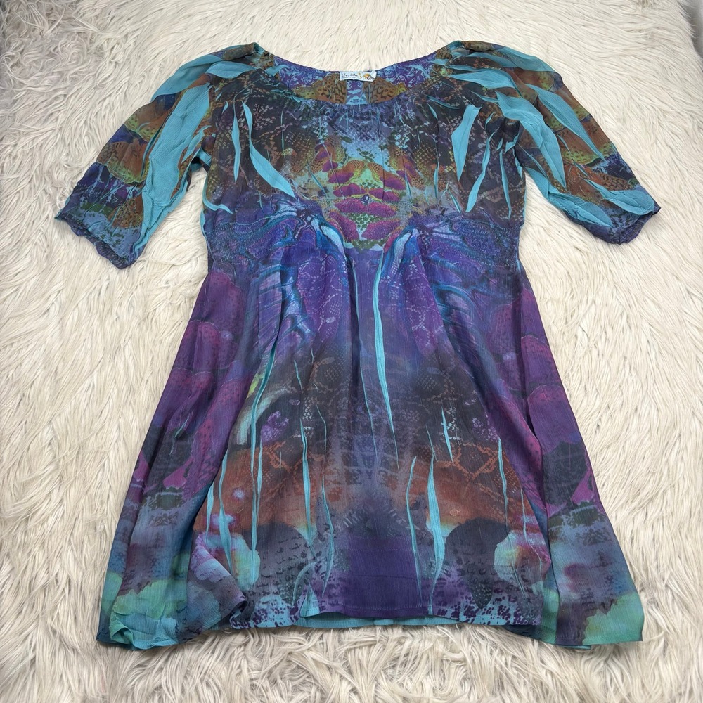 Unity World Wear Women's XL Sublimation Butterfly Layered Tunic Top Fairy Boho